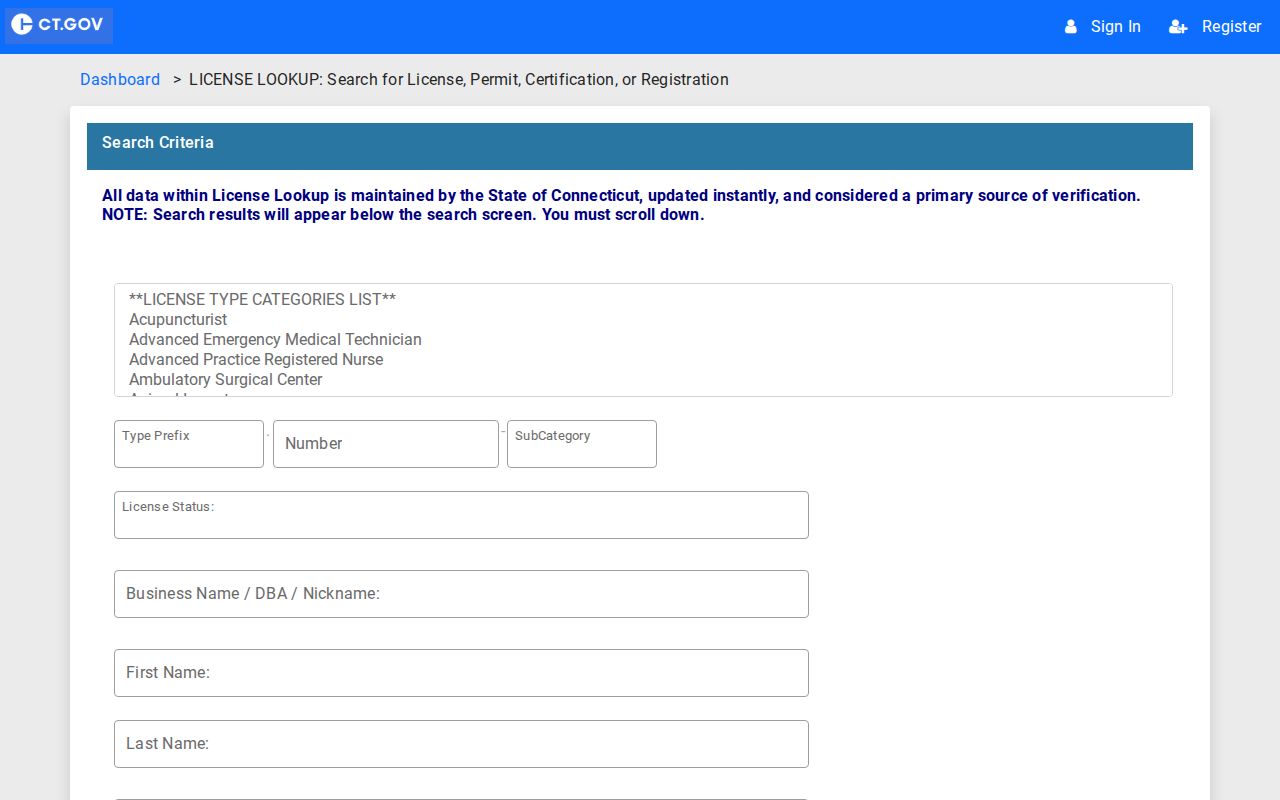 South Windsor neighbors, Connecticut eLicense public credential lookup