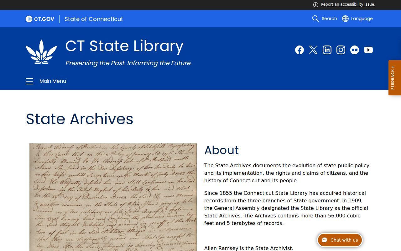 South Windsor previous residents, Connecticut State Archives research access
