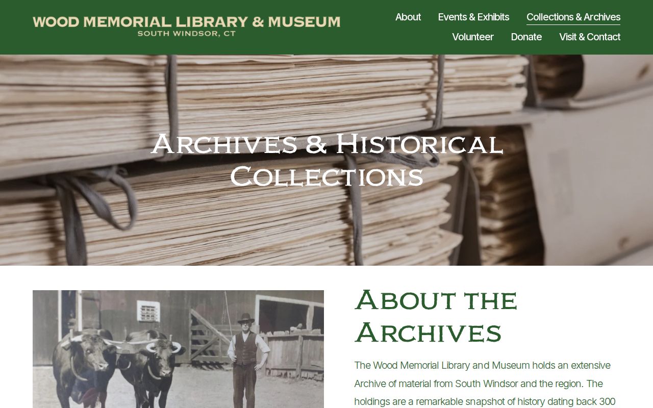 South Windsor previous residents, Wood Memorial local history and archives