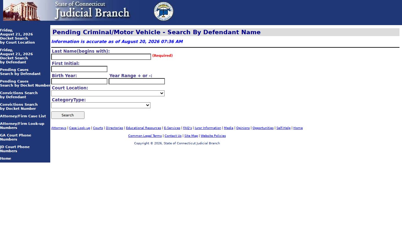South Windsor resident lookup, Connecticut criminal pending search fields