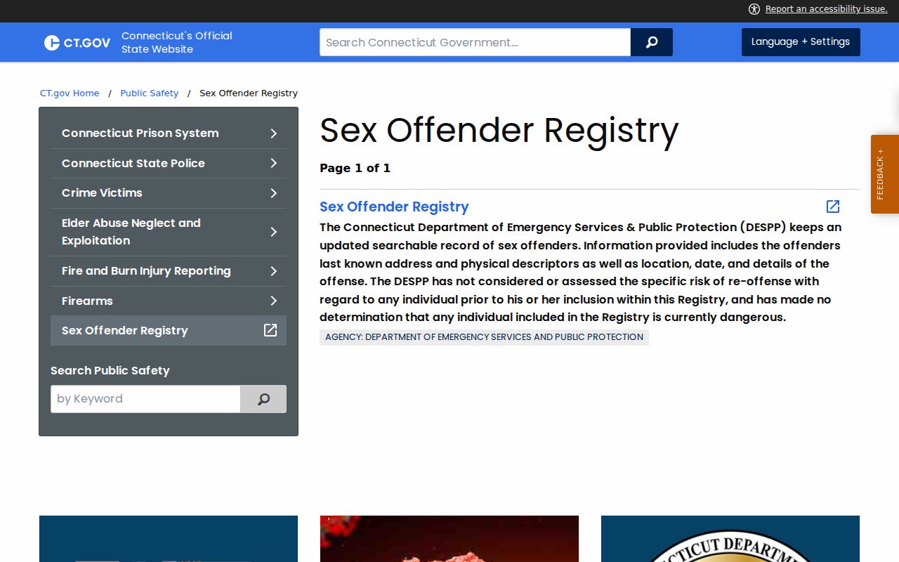 South Windsor resident lookup, Connecticut Sex Offender Registry public-use notice